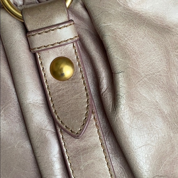 Auth Miu Miu Beige Vitello Pleated Satchel - Picture 15 of 17